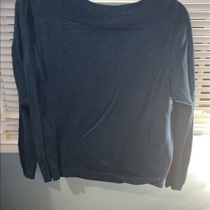 Teal colored scoop net classy women’s sweater.